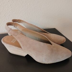 Eileen Fisher Women's Tan Suede Slingback Wedge Shoes Size 9